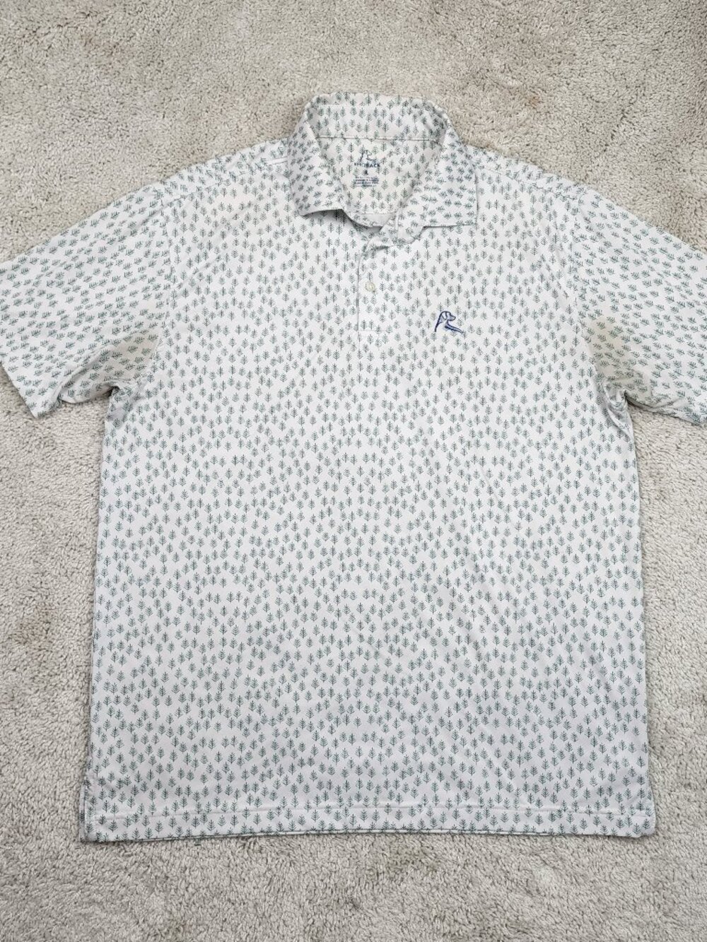 Rhoback The Colorado Performance Polo Shirt Mens L White Green trees Pit Stain